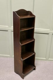 Art Deco Tall Slim Golden Oak Bookcase.