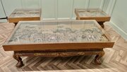 Art Deco Teak Coffee Table Set With Elephants