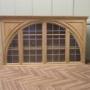 Arts & Crafts Leaded Glass Arched Pine Cupboard 