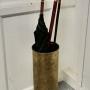 Arts and Crafts Embossed Brass Stick Stand,  