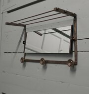 Arts And Crafts French Brass Hall Mirror With Shelf 