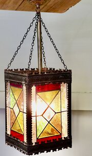Arts And Crafts Stained Glass Hall Lantern