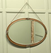 Beautiful Arts And Crafts Oval Copper Wall Mirror 