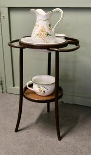 Bentwood Wash Or Shaving Stand With Jug And Bowl  