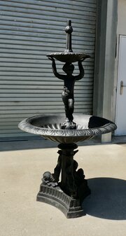 Black Cast Iron Fountain With Cherub Boy