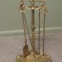 Attractive Brass Rococo Style Fireside Companion Set  Fireside Tools