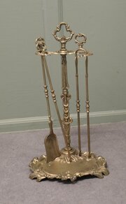  Brass Rococo Style Fireside Companion Set
