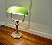 Brass And Green Glass Library Desk Lamp