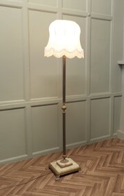 Brass And Onyx Column Floor Lamp, Brass Standard 
