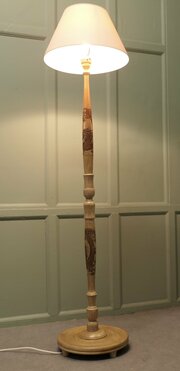 Carved Oriental Style Floor Lamp, Standard Lamp