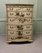 Charming Shabby Chinoiserie Chest On Chest, Signed