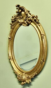 Classic Large French Rococo Oval Gilt Wall Mirror
