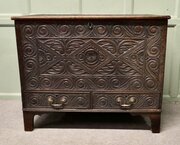 Cottage Size  Green Man Carved Oak Mule Chest