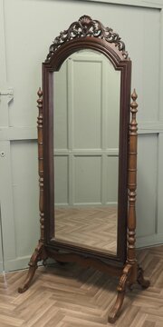 Decorative Carved Cheval Dressing Mirror  