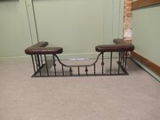 Decorative Wrought Iron And Leather Club Fender