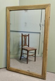 Early 19th C Rectangular Mirror Wide Reeded Frame