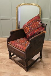Early 20th C ScottishSchool Leather Fireside Chair