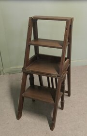 Edwardian Metamorphic Library Steps / Chair Ladder
