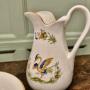 Faience Pitcher and Bowl Hand Painted  Secretary Bird
