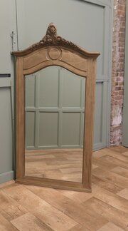 French Bleached Oak Carved Wall Mirror
