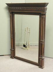 French Carved Oak Wall Mirror With Side Columns