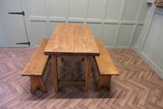 French Country Elm Farmhouse Table And Benches
