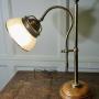 French Desk Lamp with Brass & Opaline Glass Shade