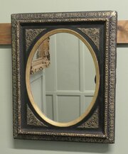 French Empire Gilt and Black Lacquer Wall Mirroror