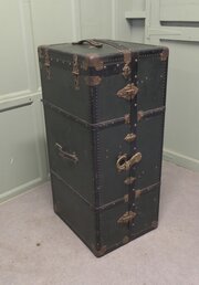 French Fitted Steamer Trunk Or Cabin Wardrobe 