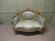 French Green and Gold Boudoir Settee Love Settee