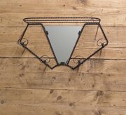 French Iron Hat And Coat Rack With Shelf & Mirror