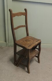 French Metamorphic Step Chair And Rustic Ladder  