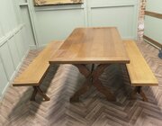 French Oak Refectory Table And Benches