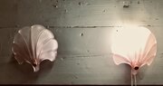 French Pink Glass Art Deco Shell Wall Lights