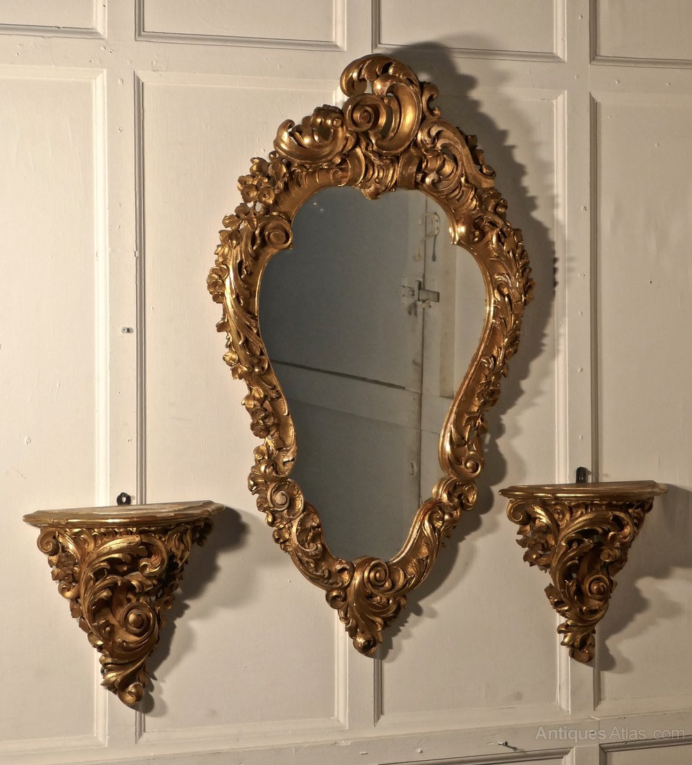Antiques Atlas French Rococo Gilt Console Mirror & Wall Brackets