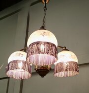 French Triple Fringed Glass Ceiling Pendant