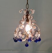 French White And Cobalt Crystal Chandelier Light 