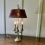 French Gold Toleware and Brass Triple Desk Lamp