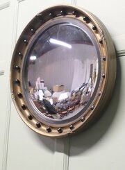 Gilt And Lacquer Regency Style Convex Wall Mirror 