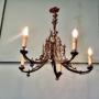 Gothic Gilded Brass 5 Branch Chandelier