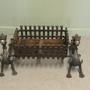 Gothic Inglenook Grate Set on Dragon Andirons  