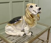Hand Painted Ceramic Basset Hound Figure By King