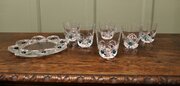 Lalique Floride Crystal And Turquoise Set Of 6  