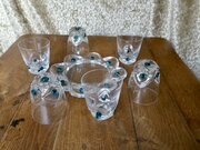 Lalique Floride Turquoise Crystal Set Of 6 Whiskey