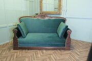 Large 19th Century Reception Salon Chaise in Green