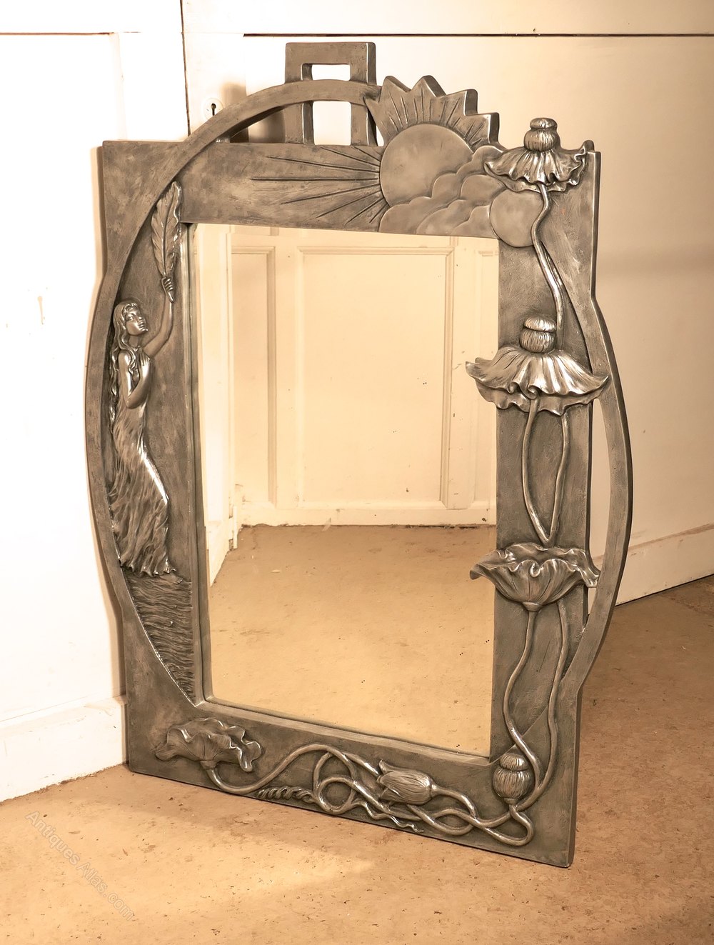 Antiques Atlas Large Art Nouveau Style Pewter Wall Mirror