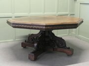 Large Carved Gothic Oak Centre Dining Table
