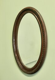 Large Edwardian Wood Finish Oval Mirror