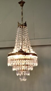 Large French Empire  Crystal Waterfall Chandelier