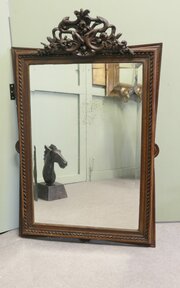 Large French Gothic Style Carved Oak Wall Mirror